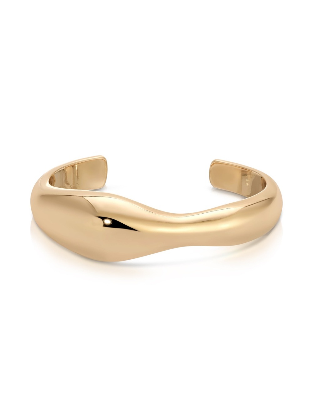 Ettika Liquid Love Cuff bracelet. Gold plated it has an organic wave silhouette.